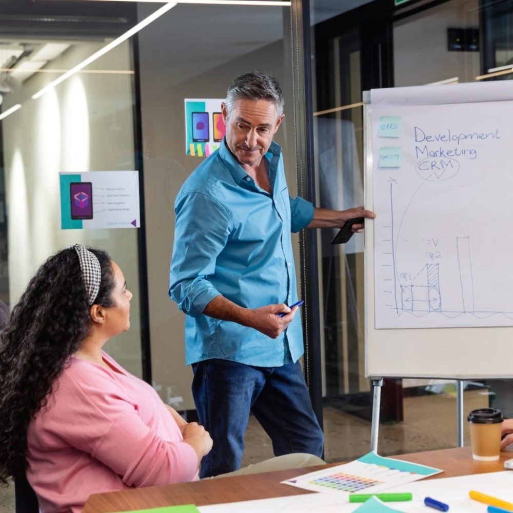mature-caucasian-businessman-explaining-strategy-to-colleagues-over-flipchart-in-meeting-at-office-e1669550336626